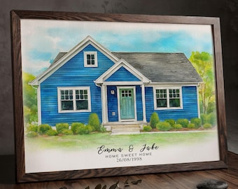 Custom Watercolor House Painting From Photo, Housewarming Gift For New Homeowner, Home Portrait Drawing