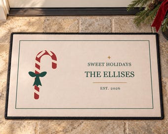 Christmas Doormat With Candy Cane - Housewarming Gift