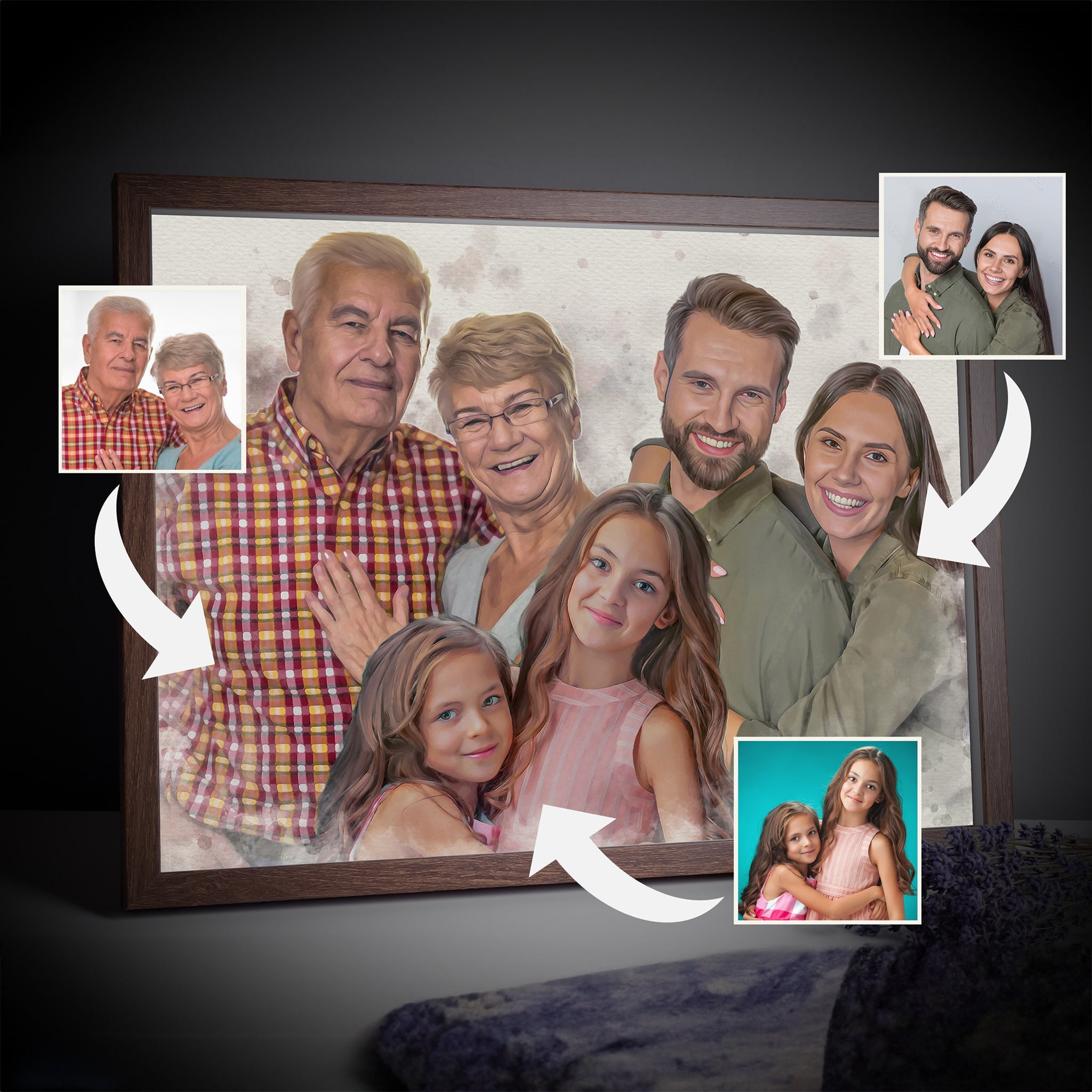 Personalized Memorial Portrait Commission, Add Deceased to Picture ...