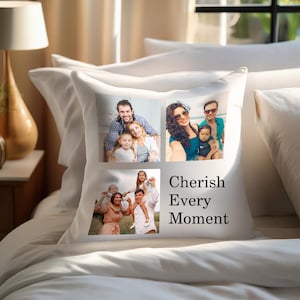 Kussen fotocollage op maat, gepersonaliseerde plaids, kussen met afbeelding erop, kussenslopen bank, bedrukt kussen, memorabiliacadeau