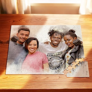 Rompecabezas familiar personalizado con acuarela, dibujo familiar personalizado, rompecabezas fotográfico grande, regalo para mamá, regalo para el Día de la Madre, rompecabezas para mamá