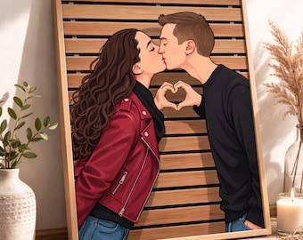 Custom Couples Portrait from Photo, Cartoon Portrait Illustration, Personalized Anniversary Gift, Romantic Gift for Him or Her