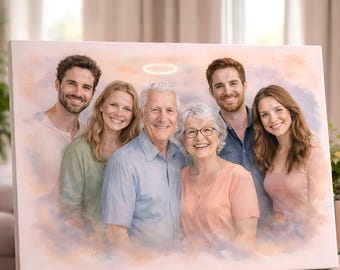Personalized Watercolor Memorial Portrait, Custom Painting From Photo, Memorial Gifts for Men, Loss of Father Remembrance Gift