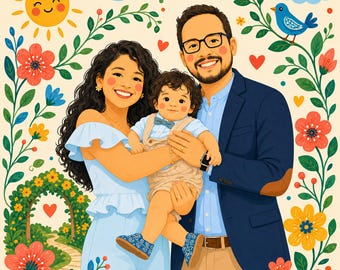 Custom Cartoon Portrait From Photo, Personalized Couple Illustration, Anniversary Gift for Her