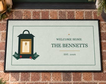 Custom Doormat With a Christmas Lantern - Christmas Gift