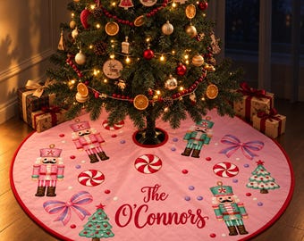 Custom Christmas Tree Skirt With Your Family Name