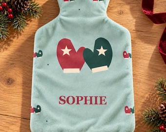 Plush Christmas Hot Water Bottle Cover Printed with Your Name