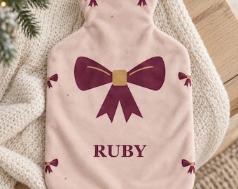 Soft Christmas Hot Water Bottle Cover Personalized with Your Name
