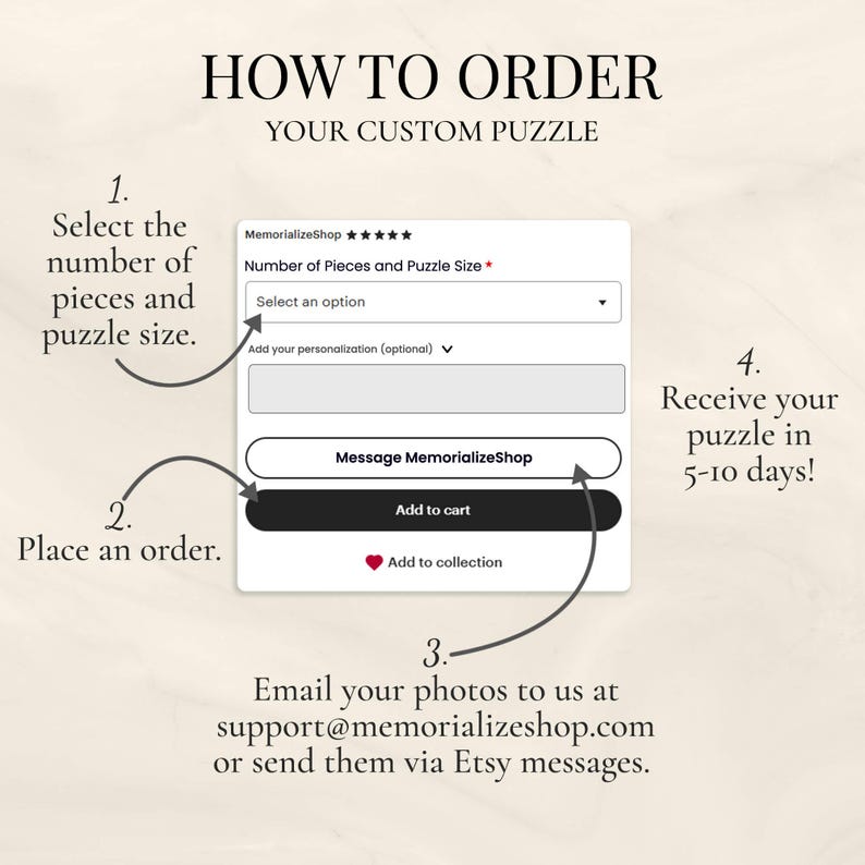 a page describing how to order a custom puzzle