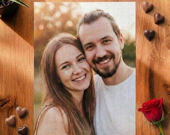 Custom Photo Puzzle Box, Personalized Jigsaw Puzzle for Adults or Kids, Picture Gift Idea, Valentines Gift For Him or Her