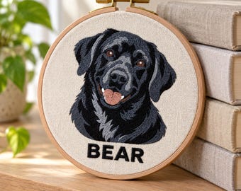 Custom Dog Portrait Ornament - Embroidered Dog Dad Gift