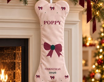 Dog Christmas Stocking With Ribbon Print - A Dog Mom Gift