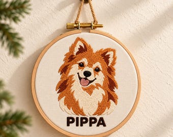 Custom Pet Ornament - An Embroidered Hoop for Every Season