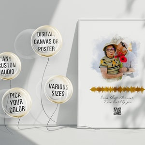 Spersonalizowany pomnik głosowy z kodem QR, niestandardowa dekoracja ścienna Soundwave Art, skanowalny znak poczty głosowej, sentymentalny prezent w postaci nagrania audio