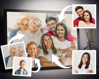 Personalized Watercolor Memorial Portrait on Canvas, Customizable Family Painting From Photo, Unique Remembrance Artwork Gift for Parents