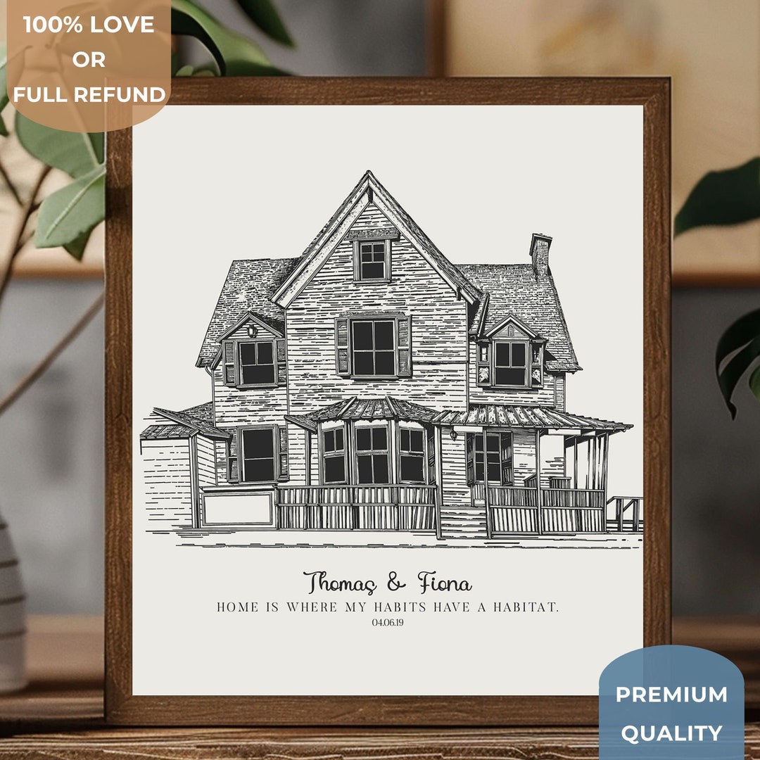 Custom House Drawing From Photo, Home Portrait, Personalized Home Decor ...