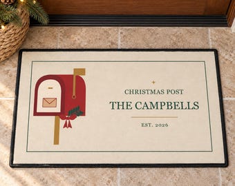 Christmas Doormat With Postal Art - Personalized Gift