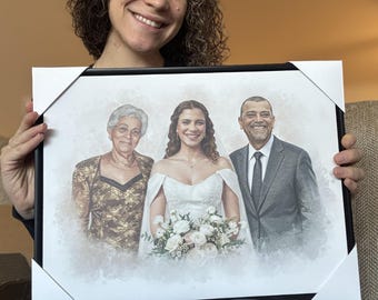 Custom Family Portrait, Merge Separate Photos Into Watercolor Art