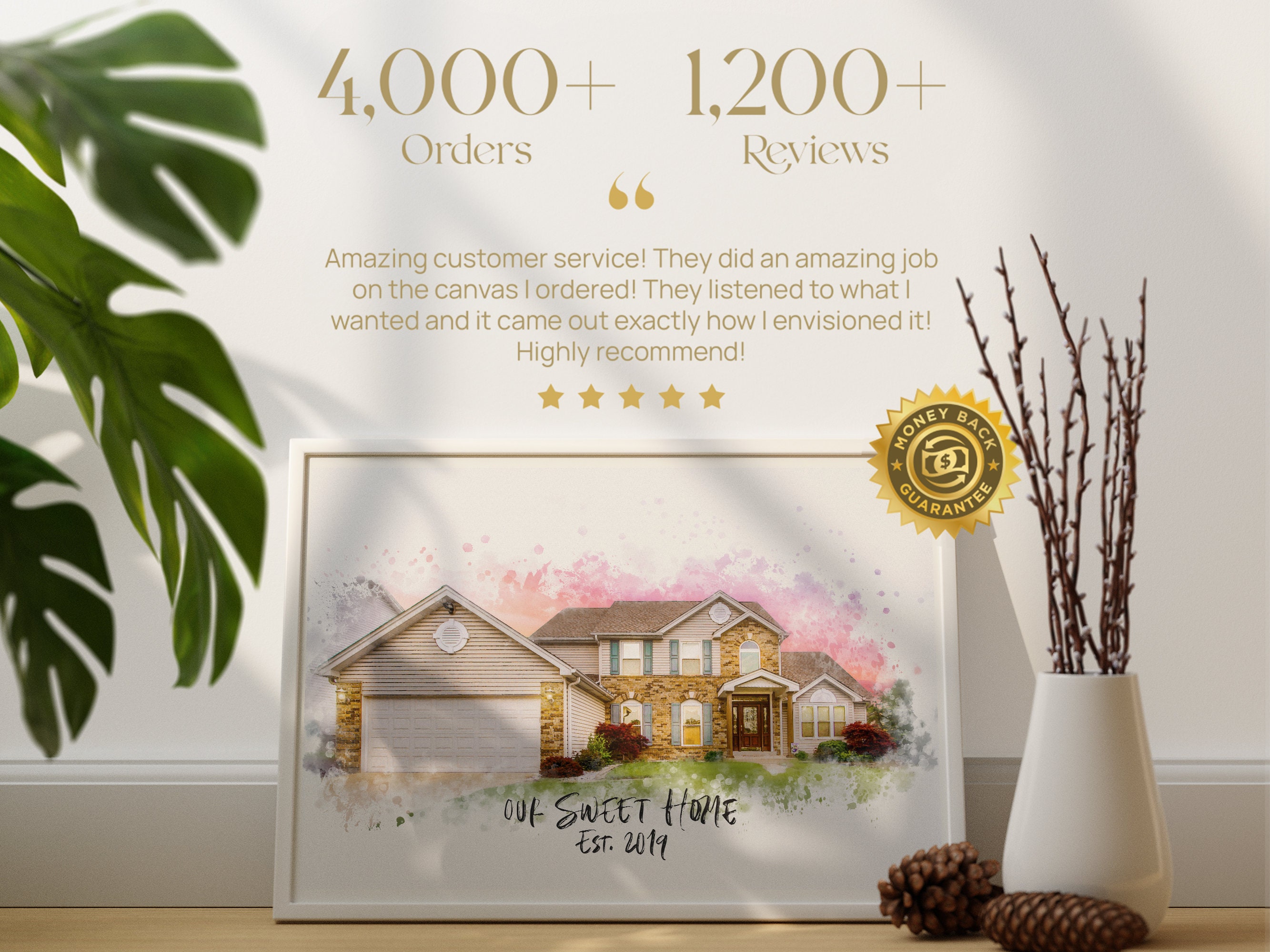Custom Home Portrait From Photo, Personalized New House Illustration ...