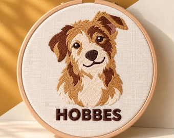 Personalized Pet Portrait - Embroidered Art with a Name