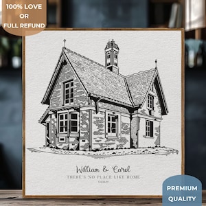 Personalisierte Haus Illustration, Dekoration für Wohnzimmer, Geschenk für neuen Hausbesitzer, Portrait Portrait, Makler Abschlussgeschenk für Käufer