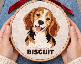 Custom Dog Portrait - An Embroidered Dog Mom Gift with Name