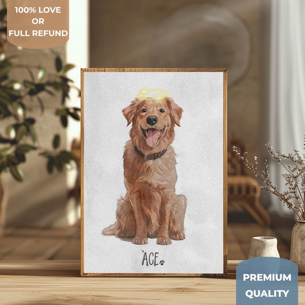 Personalized Pet Memorial Drawing, Pet Portrait from Photo, Dog Art Commission, Pet Memorial Wall Art, Dog Loss Sympathy Gift