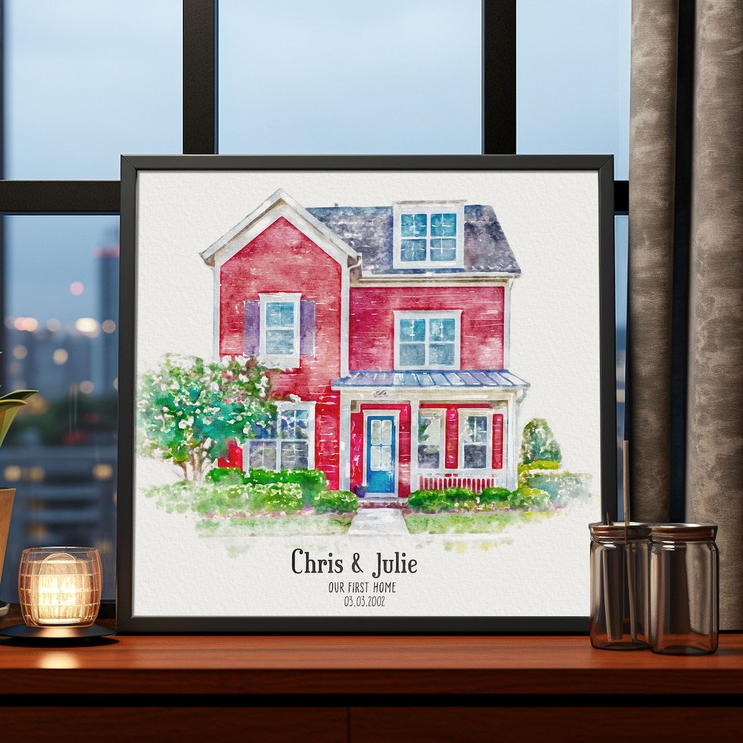 Custom House Portrait From Photo, Home Painting Canvas, Handmade ...
