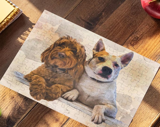 Personalized Watercolor Pet Portrait Puzzle, Custom Dog Puzzle, Jigsaw Puzzle for Kids, Housewarming Present, Gift for Her, Pet Lovers Gift