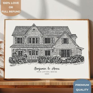 Retrato de casa personalizado con foto, ilustración personalizada del hogar, regalo de inauguración de la casa, cuadro decorativo, regalo para el primer hogar de los niños