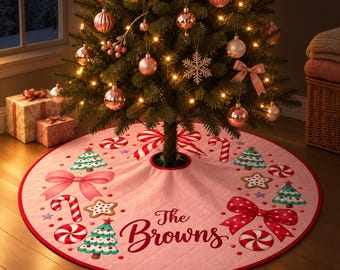 Personalized Christmas Tree Skirt - Quilted Holiday Decor