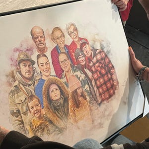 Retrato conmemorativo personalizado en acuarela, pintura personalizada a partir de una foto, regalo conmemorativo para mamá, regalo de recuerdo por la pérdida de la madre. imagen 10