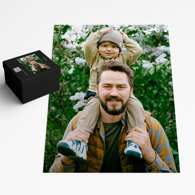 a photo of a man holding a child on his shoulders