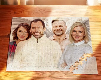 Personalized Family Painting Puzzle, Grandma Gifts, Mother's Day Gifts, Family Portrait, Turn Photo into Drawing, Custom Jigsaw Puzzle
