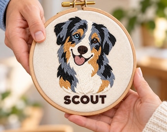 Embroidery Pet Portrait Hoop - Gift For Dog Owner