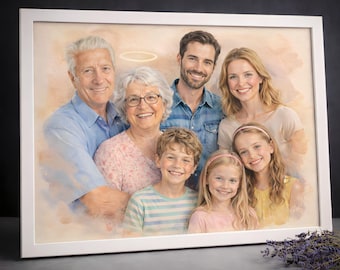 Personalized Watercolor Memorial Portrait, Custom Painting From Photo on Canvas, Mom Memorial Gift, Celebration of Life Keepsake