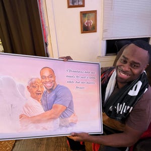Retrato conmemorativo personalizado en acuarela, pintura personalizada a partir de una foto, regalo conmemorativo para mamá, regalo de recuerdo por la pérdida de la madre. imagen 17