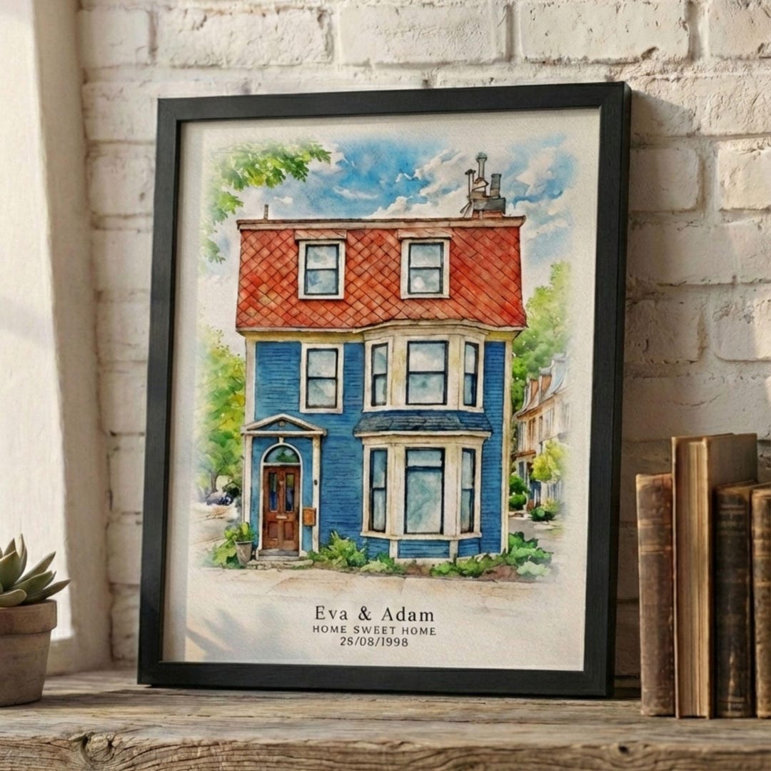 Custom House Portrait, Housewarming Gift for New Homeowner, Watercolor ...