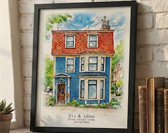 Custom House Portrait, Housewarming Gift For New Homeowner,  Watercolor Home Painting From Photo, Realtor Gifts