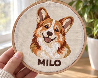 Pet Portrait from Photo - Embroidered Ornament for Dog Moms