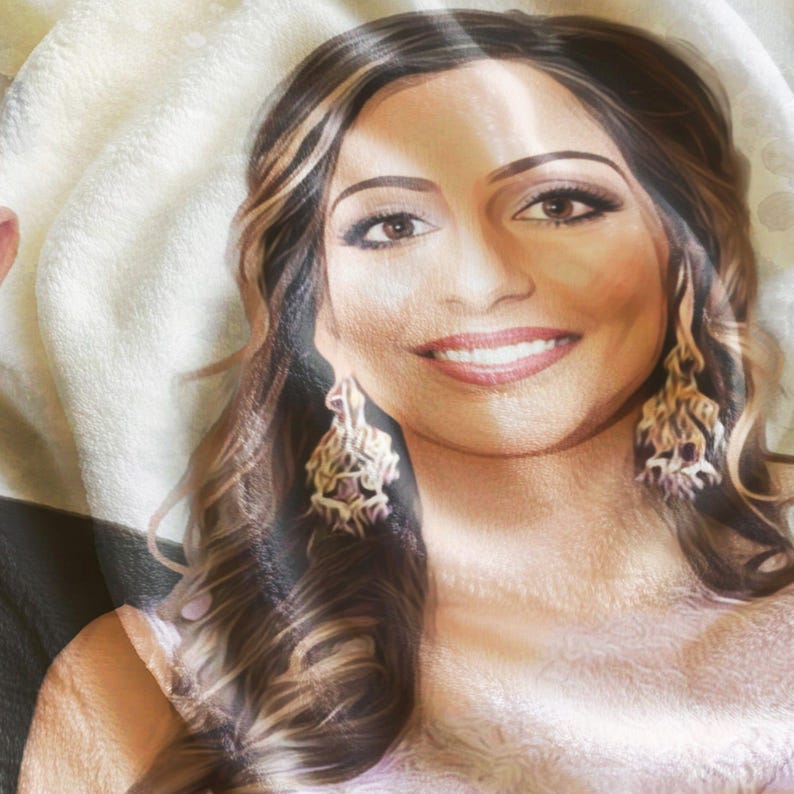 Custom Watercolor Portrait Blanket, Watercolor Drawing, Painting From