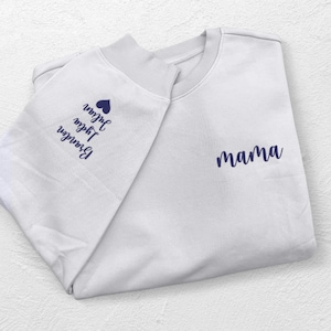 Custom Name Sweatshirt Personalized Gift for Mom Grandma Auntie Nana Embroidered Crewneck Mothers Day Sweater Baby Name Sweater