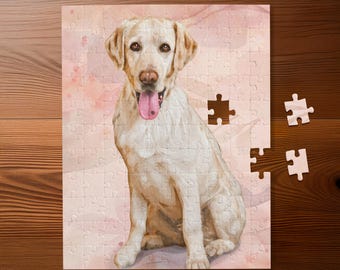 Personalisiertes Haustier Aquarellgemälde, Puzzle nach Foto, Puzzle Gemälde, Puzzle für Erwachsene, Hundeportraitkunst