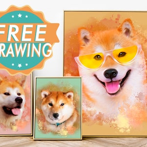 Custom Pet Portrait From Photo, Personalized Dog Painting Commission, Unique Watercolor Illustration Gift For Cat Owner Printed on Canvas