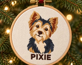 Pet Portrait from Photo - An Embroidered Christmas Gift