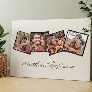 Custom Couple Photo Collage with Any Text, Personalized Picture Compilation Print, Editable Wedding Poster, Unique First Anniversary Gift