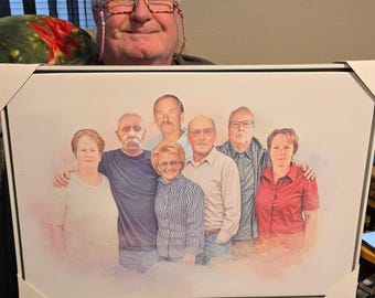 Custom Watercolor Memorial Portrait, Personalized Portrait From Photo on Canvas, Father Memorial Gift, In Memory Gifts for Dad
