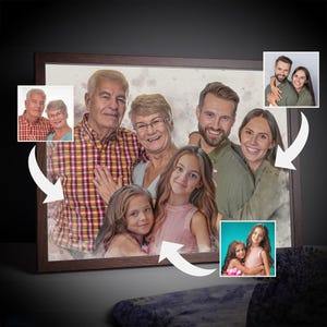 Personalisiertes Aquarellbild Von Lieben, Benutzerdefiniertes Gedenk-Familienporträt vom Foto, Nachdenkliches Trauer-Kunstgeschenk für Opa