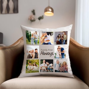 Almohada con collage de fotos personalizado, funda de almohada estampada, almohada decorativa, decoración de sala de estar, decoración de dormitorio, regalo de inauguración de la casa