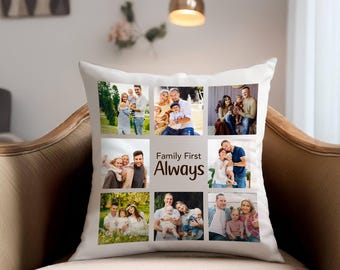 Personalized Photo Collage Pillow, Printed Pillow Case, Throw Pillow, Living Room Decor, Bedroom Decor, Housewarming Gift